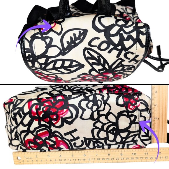 Coach Poppy Daisy Floral Graffiti Nylon Patent Leather Backpack F16582 - Picture 5 of 12